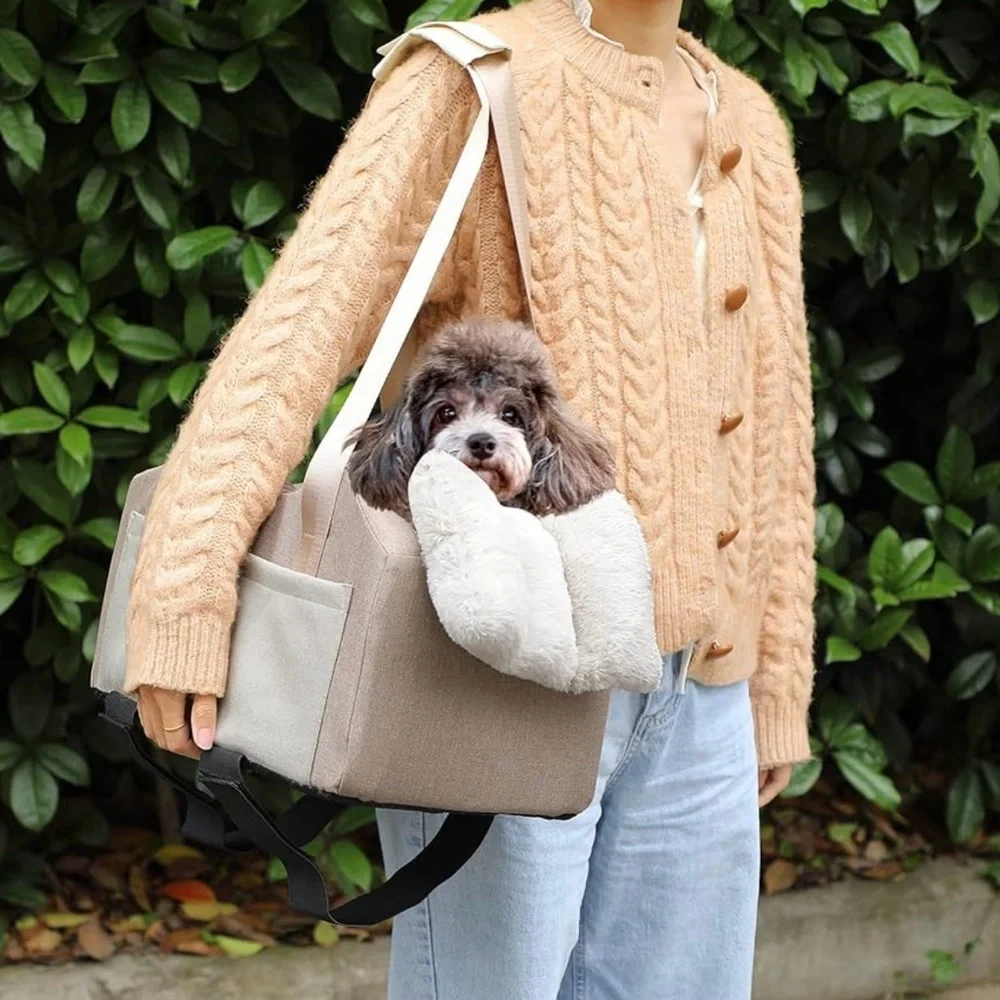 NWOT Cozy Small Dog Car Seat Booster Carrier Champagne Khaki